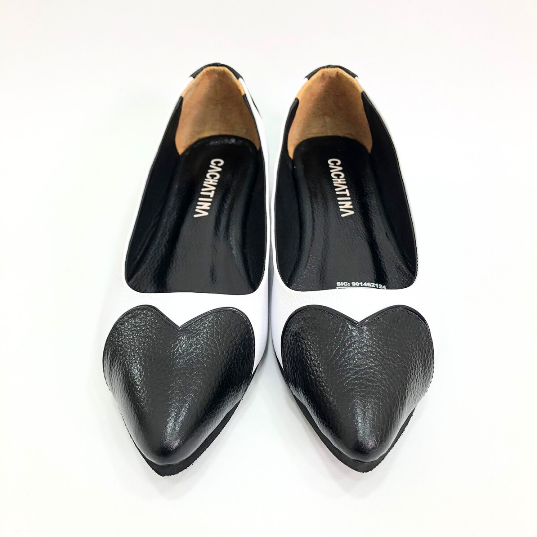 CALZADO CACHATINA - SANDALIA BALETA MUJER - ABBA - CUERO BLANCO X NEGRO