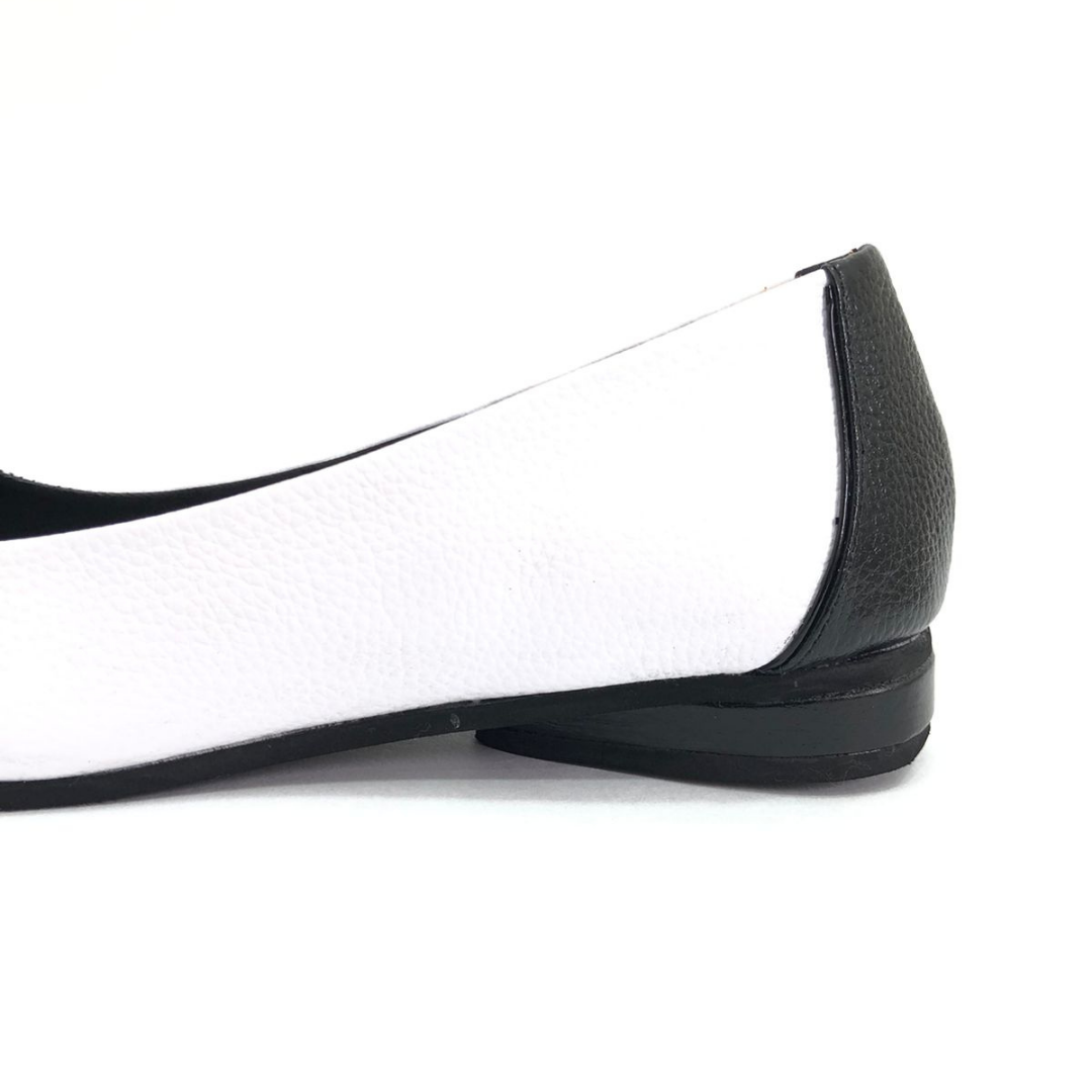CALZADO CACHATINA - SANDALIA BALETA MUJER - ABBA - CUERO BLANCO X NEGRO