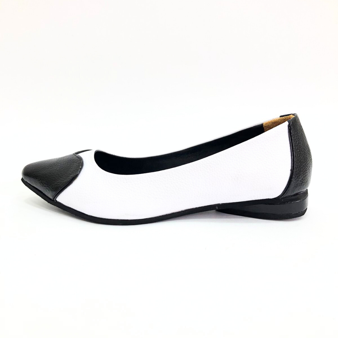 CALZADO CACHATINA - SANDALIA BALETA MUJER - ABBA - CUERO BLANCO X NEGRO