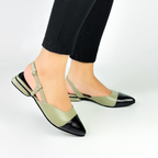 CALZADO CACHATINA - ZUECO MUJER - EMMA - CUERO BAMBIE VERDE ALOE X  NEGRO