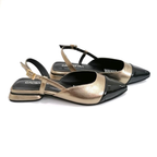 CALZADO CACHATINA - ZUECO MUJER - EMMA - CUERO LUNA LISO X CHAROL NEGRO