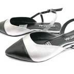 CALZADO CACHATINA - ZUECO MUJER - EMMA - CUERO PLATEADO X NEGRO