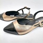 CALZADO CACHATINA - ZUECO MUJER - EMMA - CUERO LUNA LISO X CHAROL NEGRO