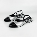 CALZADO CACHATINA - ZUECO MUJER - EMMA - CUERO PLATEADO X NEGRO