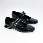 CALZADO CACHATINA - SANDALIA BALETA MUJER - EUGENIA - CUERO CHAROL NEGRO