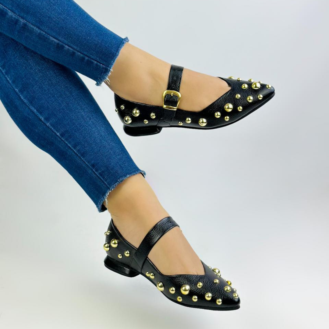 CALZADO CACHATINA - SANDALIA BALETA MUJER - FARYDA - CUERO NEGRO