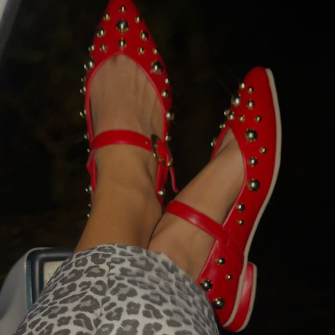 CALZADO CACHATINA - SANDALIA BALETA MUJER - FARYDA - CUERO ROJO
