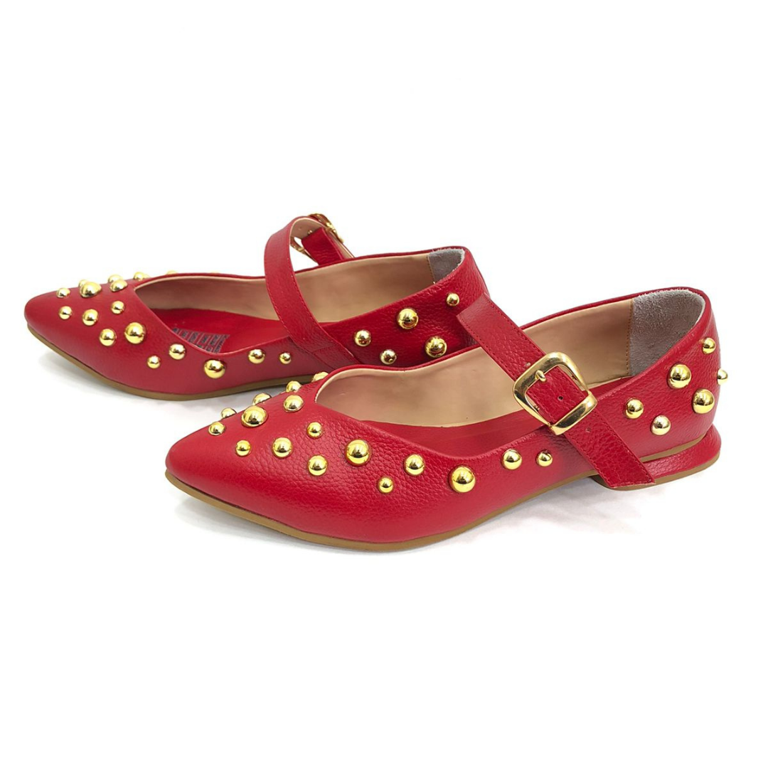 CALZADO CACHATINA - SANDALIA BALETA MUJER - FARYDA - CUERO ROJO