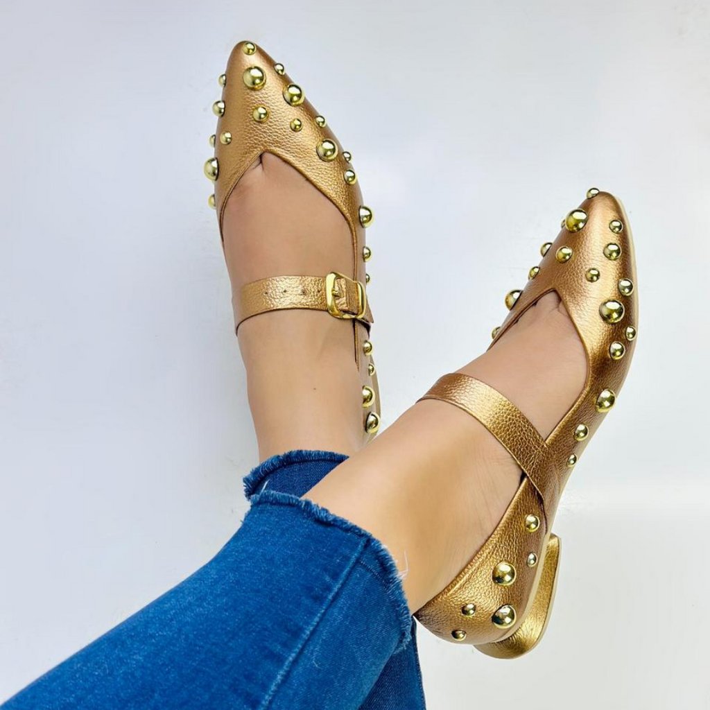 CALZADO CACHATINA SANDALIA BALETA MUJER FARYDA CUERO OCRE