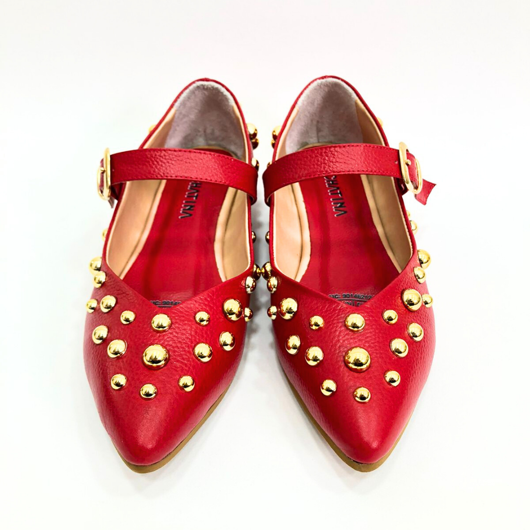 CALZADO CACHATINA - SANDALIA BALETA MUJER - FARYDA - CUERO ROJO