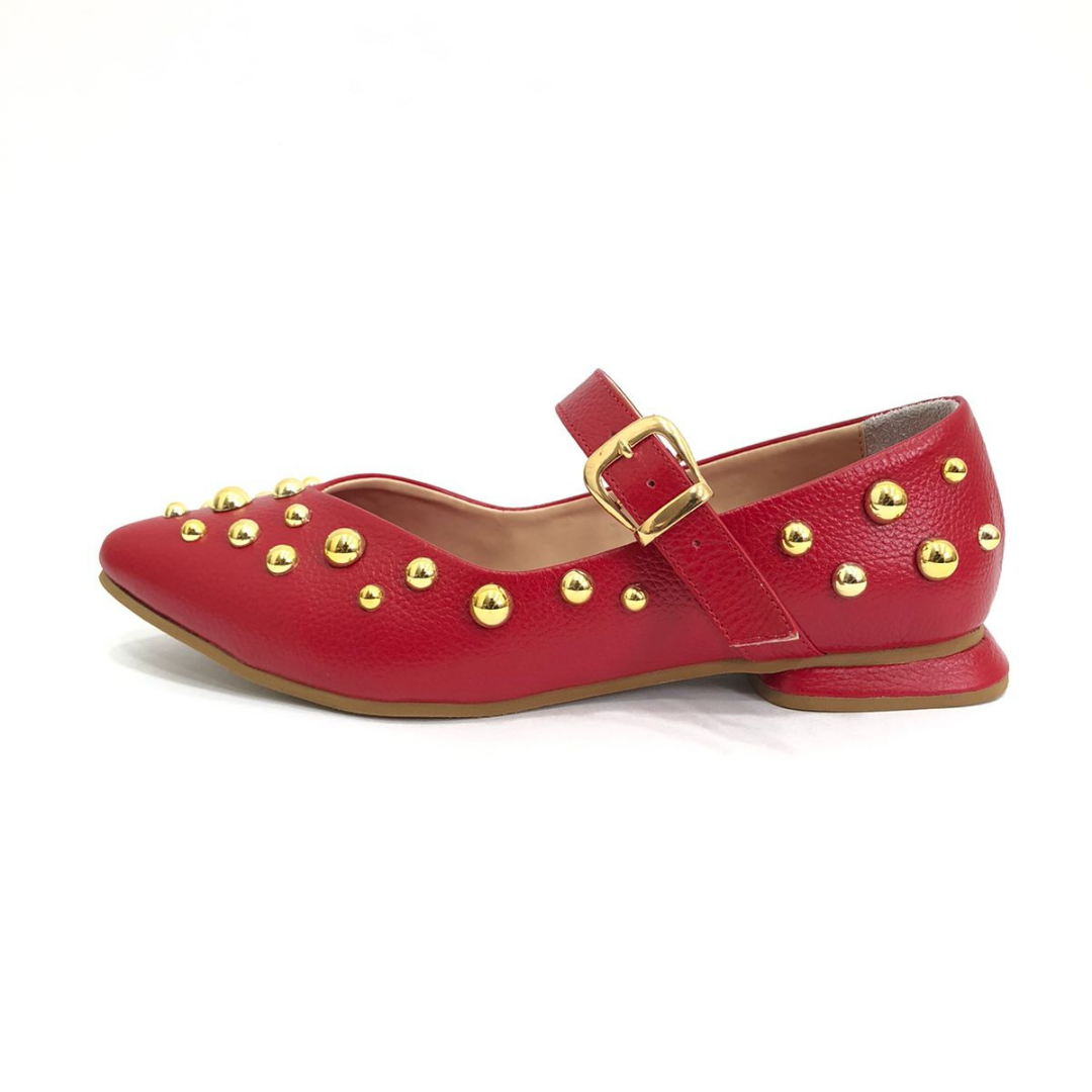 CALZADO CACHATINA - SANDALIA BALETA MUJER - FARYDA - CUERO ROJO