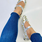 CALZADO CACHATINA - SANDALIA BALETA MUJER - FARYDA - CUERO PLATEADO