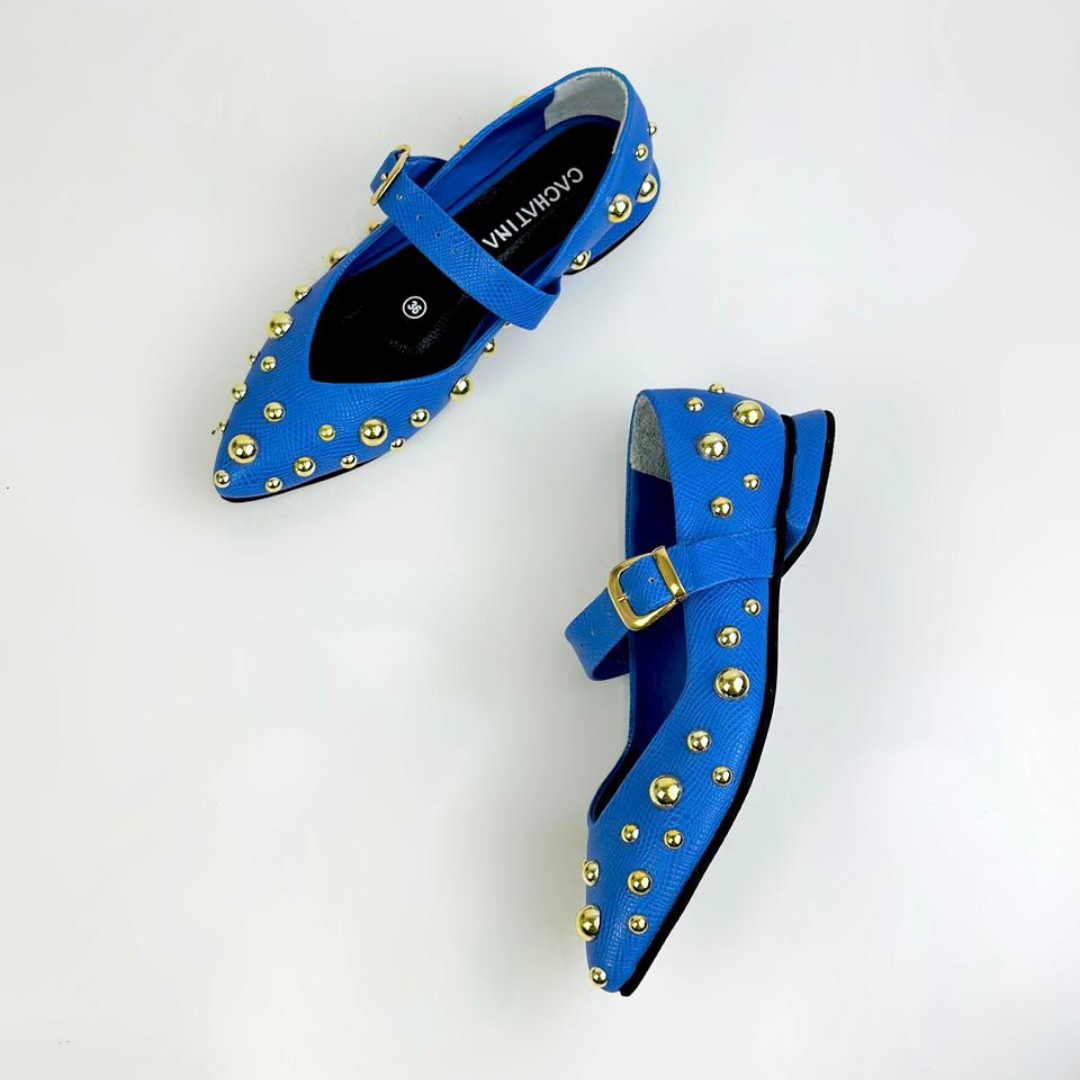 CALZADO CACHATINA - SANDALIA BALETA MUJER - FARYDA - CUERO DIAMANTE MORAZUL