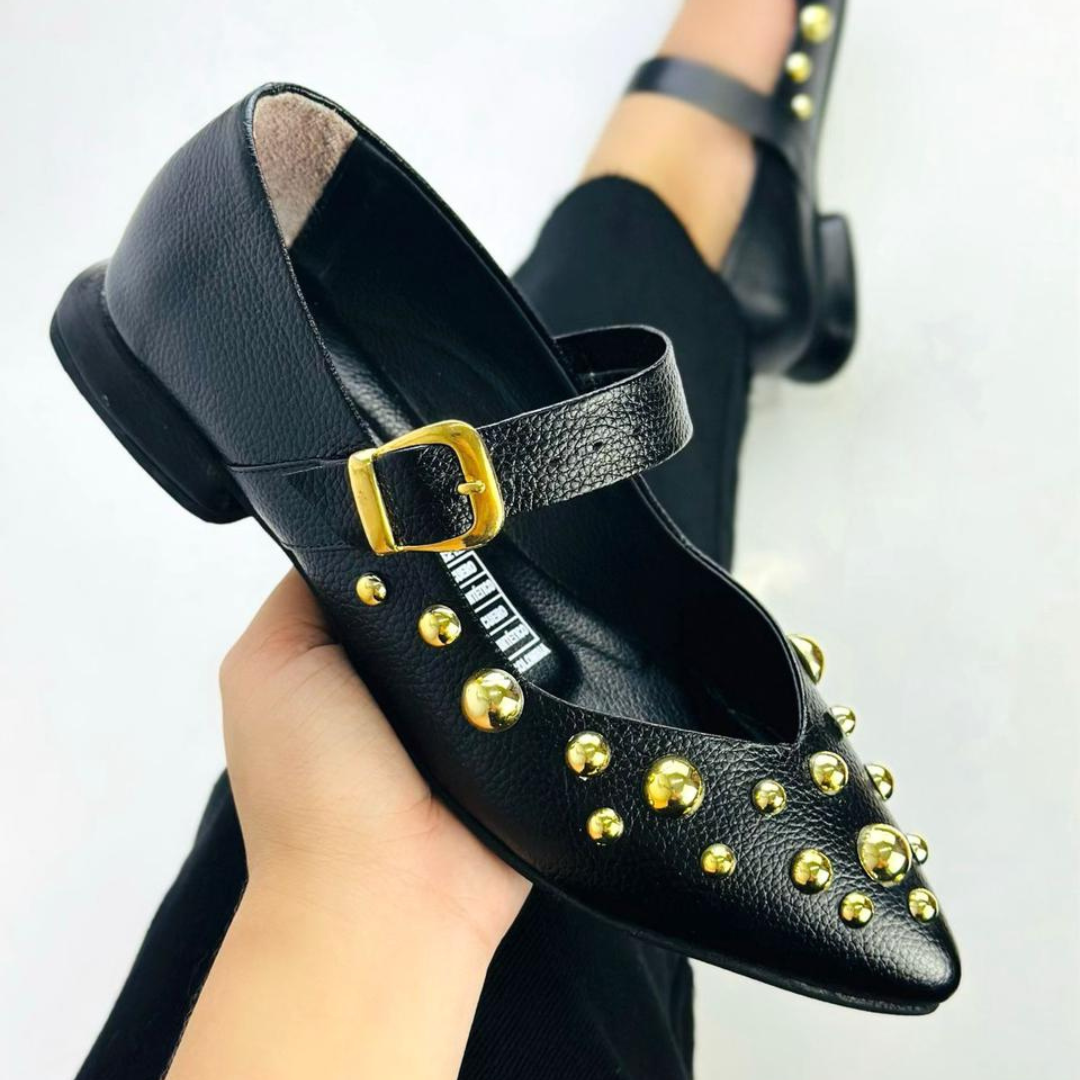 CALZADO CACHATINA - SANDALIA BALETA MUJER - FIORA - CUERO NEGRO
