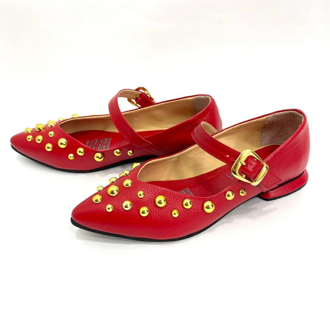 CALZADO CACHATINA - SANDALIA BALETA MUJER - FIORA - CUERO ROJO