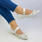 CALZADO CACHATINA - SANDALIA BALETA MUJER - FIORA - CUERO BLANCO