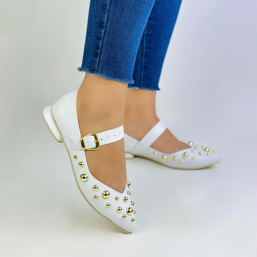 CALZADO CACHATINA - SANDALIA BALETA MUJER - FIORA - CUERO BLANCO