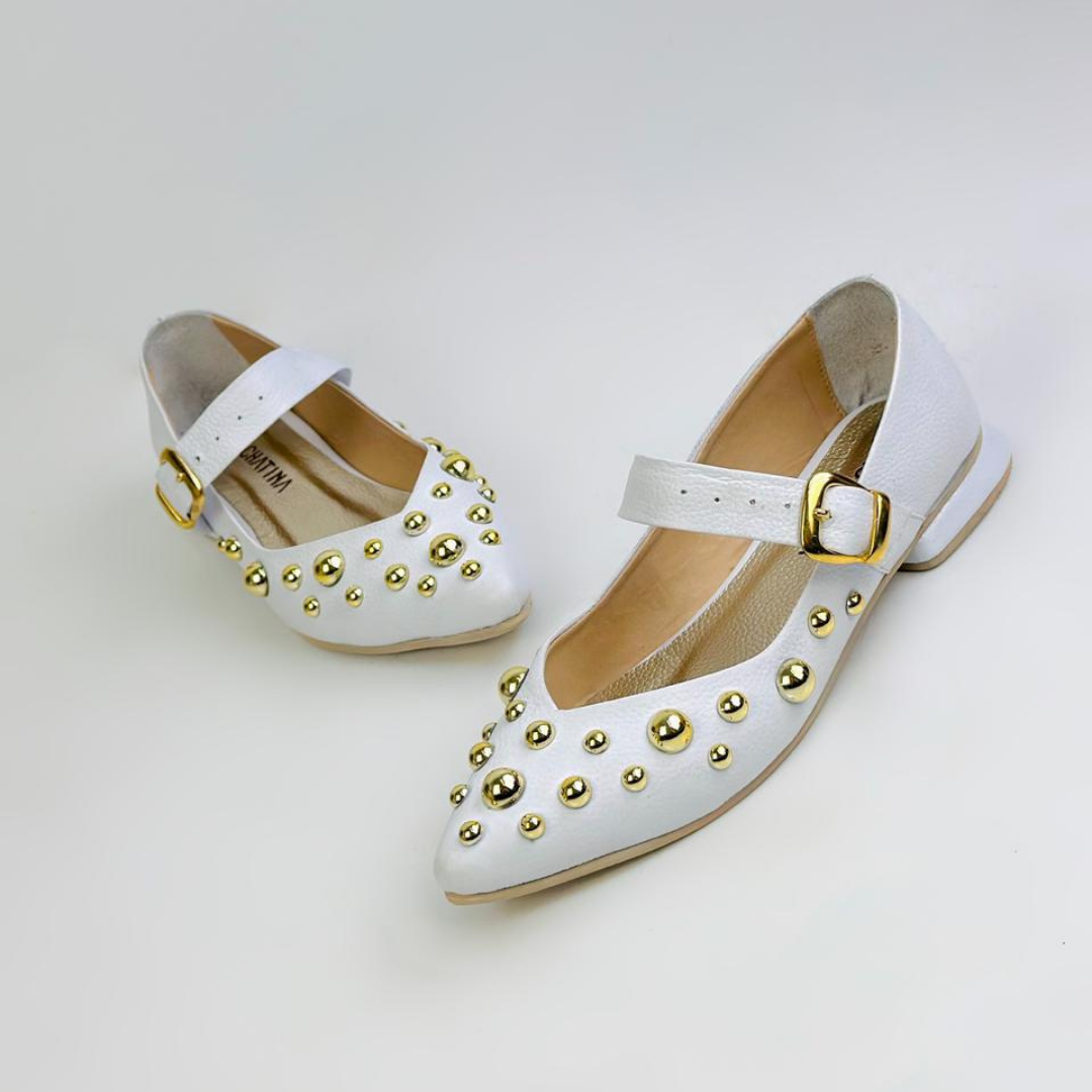 CALZADO CACHATINA - SANDALIA BALETA MUJER - FIORA - CUERO BLANCO