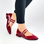 CALZADO CACHATINA - SANDALIA BALETA MUJER - MARIE - CUERO CHAROL ROJO