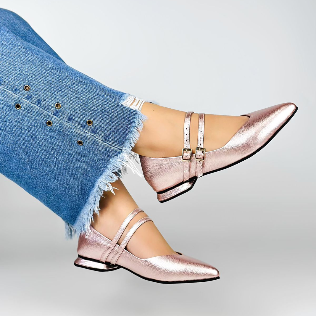 CALZADO CACHATINA - SANDALIA BALETA MUJER - MARIE - CUERO ORO ROSA