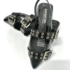 CALZADO CACHATINA - SANDALIA BALETA MUJER - YUNA - CUERO CHAROL NEGRO