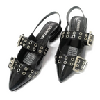 CALZADO CACHATINA - SANDALIA BALETA MUJER - YUNA - CUERO CHAROL NEGRO