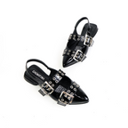 CALZADO CACHATINA - SANDALIA BALETA MUJER - YUNA - CUERO CHAROL NEGRO