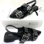 CALZADO CACHATINA - SANDALIA BALETA MUJER - YUNA - CUERO CHAROL NEGRO