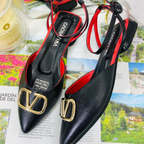 CALZADO CACHATINA - ZUECO MUJER - ANDY - CUERO NEGRO X ROJO