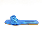 SANDALIA PLANA - ARYA - CUERO AZUL METALIZADO - CALZADO CACHATINA