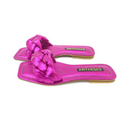 SANDALIA PLANA - ARYA - CUERO FUCSIA METALIZADO - CALZADO CACHATINA