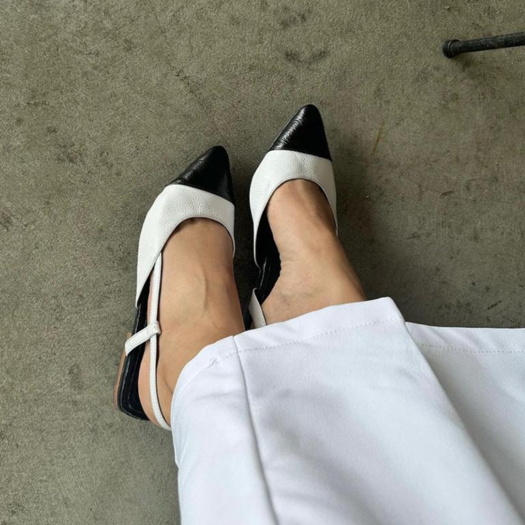 CALZADO CACHATINA - ZUECO MUJER - CLERIANI - CUERO BLANCO X NEGRO