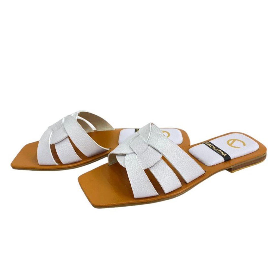 CALZADO CACHATINA - SANDALIA PLANA MUJER - IZUMI - CUERO BLANCO