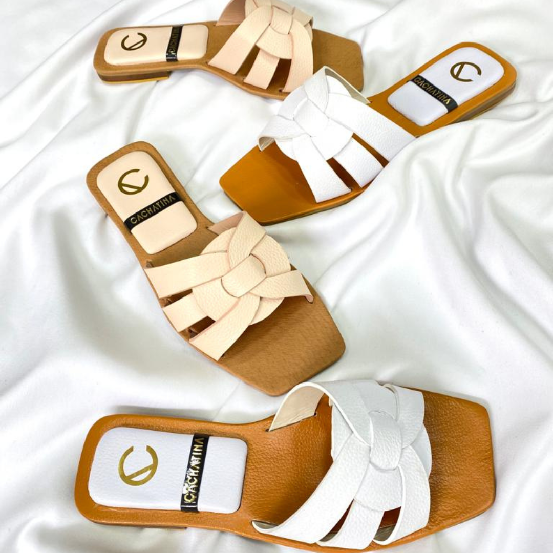 CALZADO CACHATINA - SANDALIA PLANA MUJER - IZUMI - CUERO BLANCO