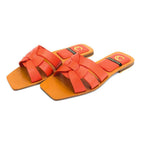 SANDALIA PLANA - IZUMI - CUERO NARANJA - CALZADO CACHATINA