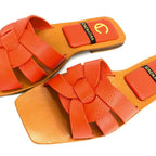 SANDALIA PLANA - IZUMI - CUERO NARANJA - CALZADO CACHATINA