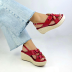 CALZADO CACHATINA - PLATAFORMA MUJER - ANGELIN - CUERO ROJO - ALTURA 5.5 (7 CM)