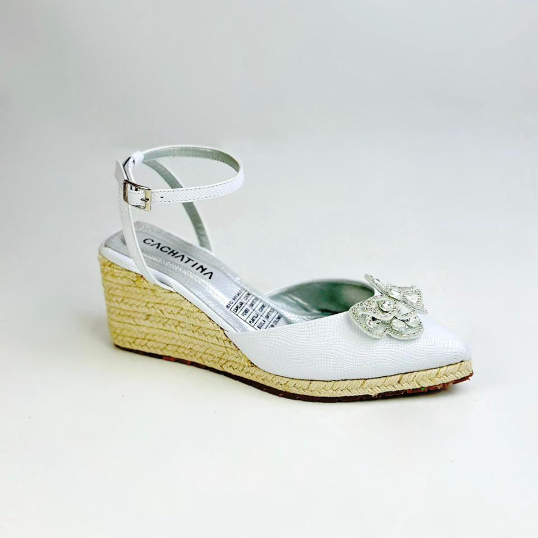 CALZADO CACHATINA - PLATAFORMA MUJER - TEISSA - CUERO DIAMANTE BLANCO - ALTURA 5.5 (7.5 CM)