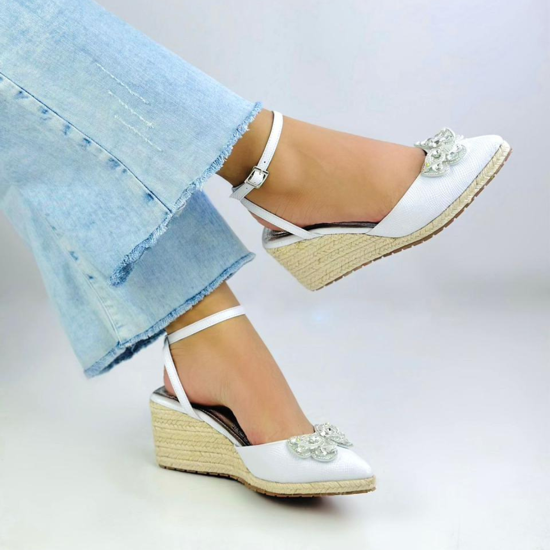 CALZADO CACHATINA - PLATAFORMA MUJER - TEISSA - CUERO DIAMANTE BLANCO - ALTURA 5.5 (7.5 CM)