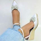 CALZADO CACHATINA - PLATAFORMA MUJER - TEISSA - CUERO DIAMANTE BLANCO - ALTURA 5.5 (7.5 CM)