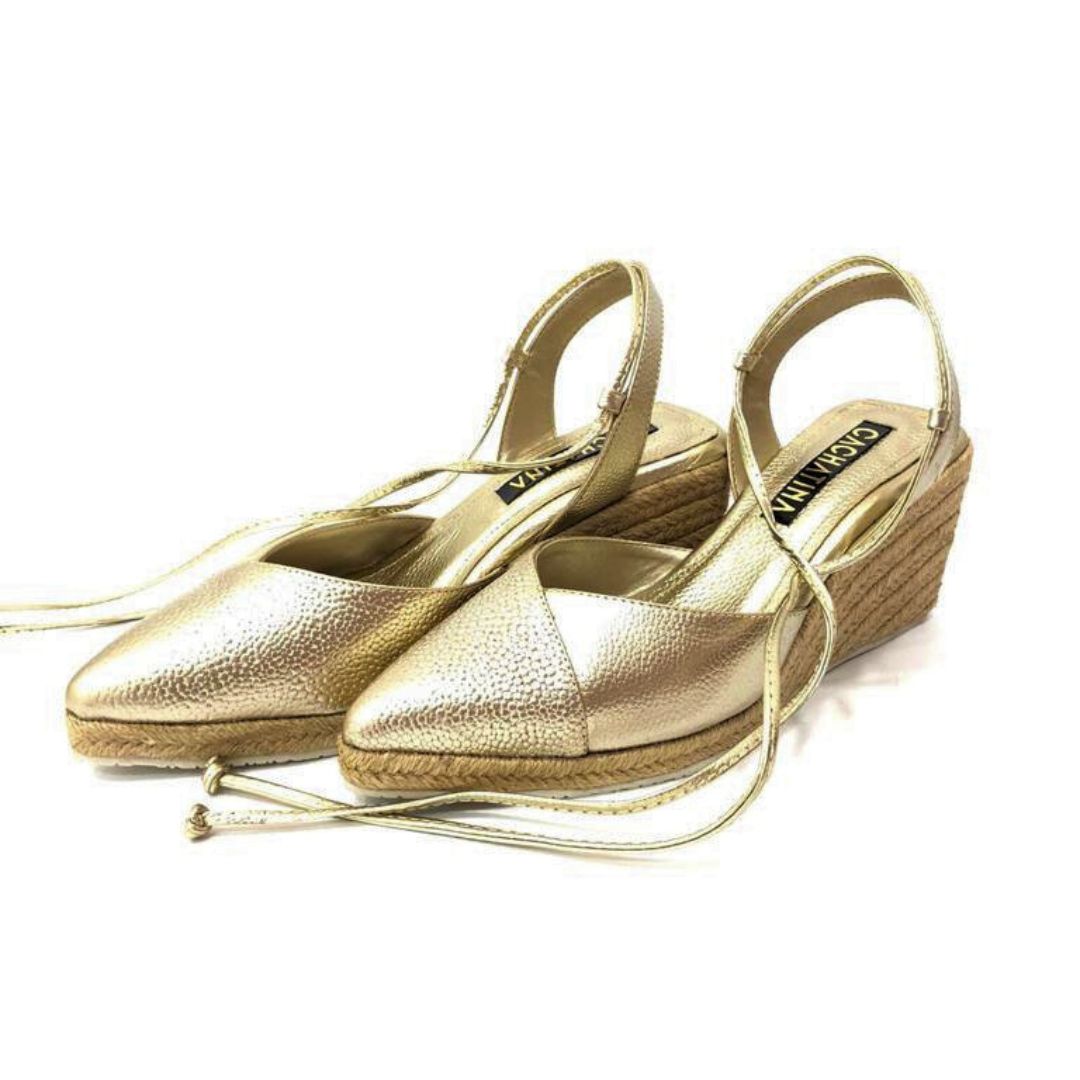 CALZADO CACHATINA - PLATAFORMA MUJER - TIZIANA STORE - CUERO DORADO - ALTURA 5.5 (7.5 CM)