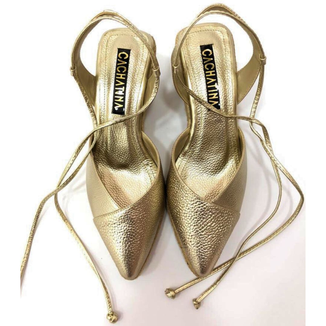 CALZADO CACHATINA - PLATAFORMA MUJER - TIZIANA STORE - CUERO DORADO - ALTURA 5.5 (7.5 CM)