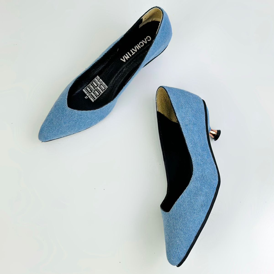 NATHA - CALZADO CACHATINA - ESTILETO MUJER - DENIM CLARO - TACON 3.5 (5 CM)