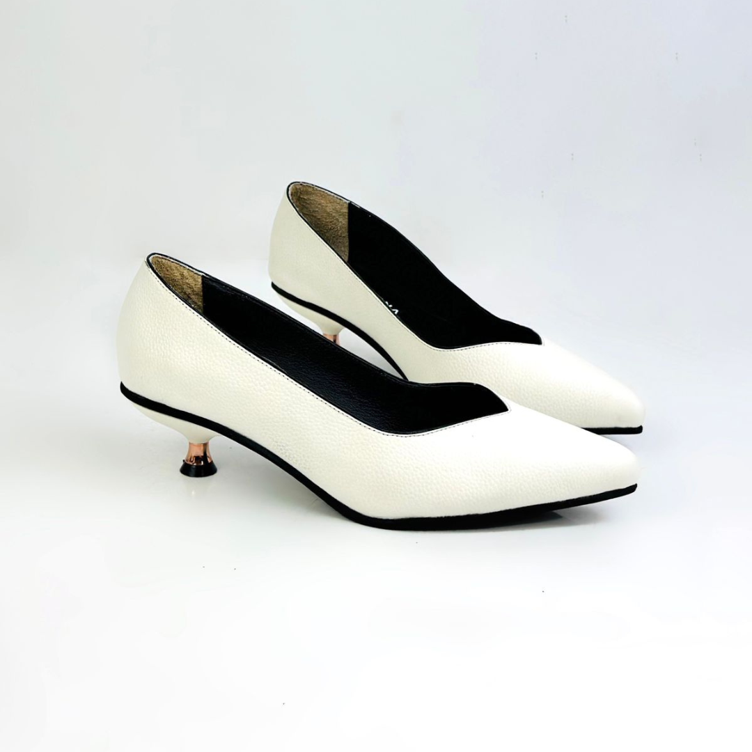 NATHA - CALZADO CACHATINA - ESTILETO MUJER - CUERO TALCO - TACON 3.5 (5 CM)