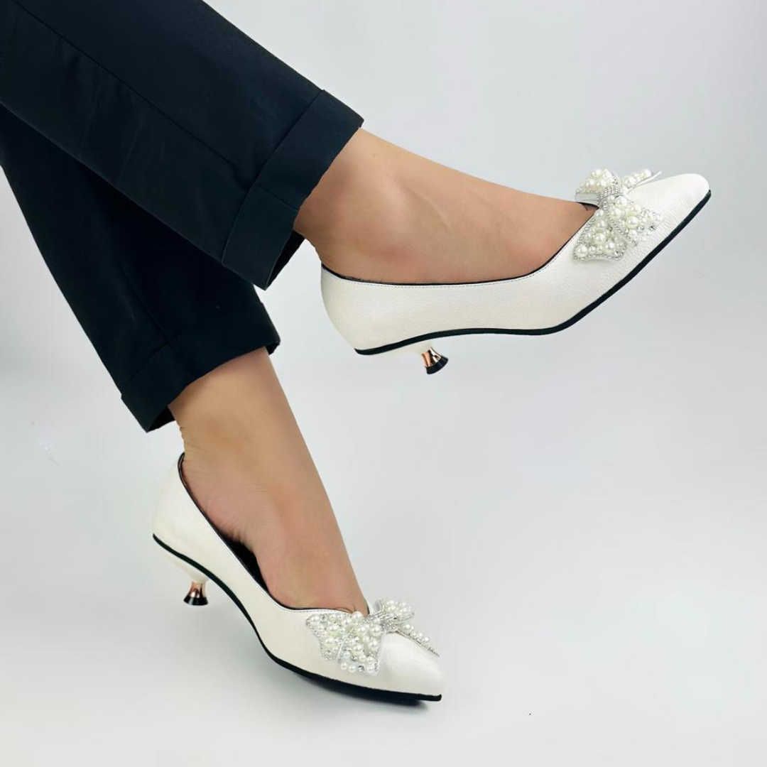 RADIANT - CALZADO CACHATINA - ESTILETO MUJER - CUERO BLANCO OSTRA - TACON 3.5 (5 CM)