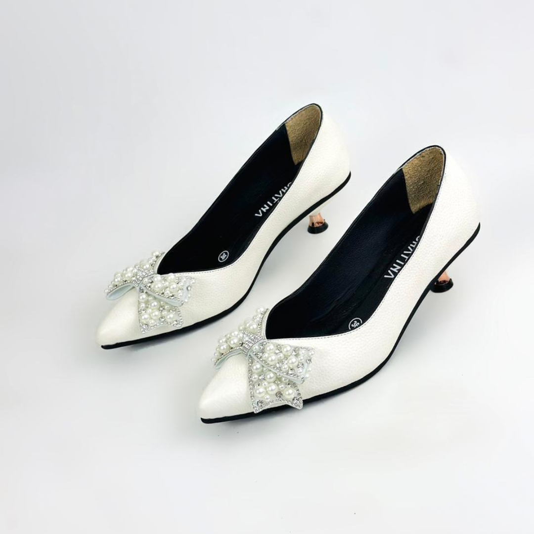 RADIANT - CALZADO CACHATINA - ESTILETO MUJER - CUERO BLANCO OSTRA - TACON 3.5 (5 CM)