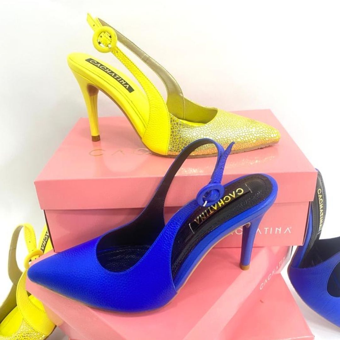 TACÒN - ADEL - 8.5 - CUERO AMARILLO X DORADO - CALAZADO CHATINA