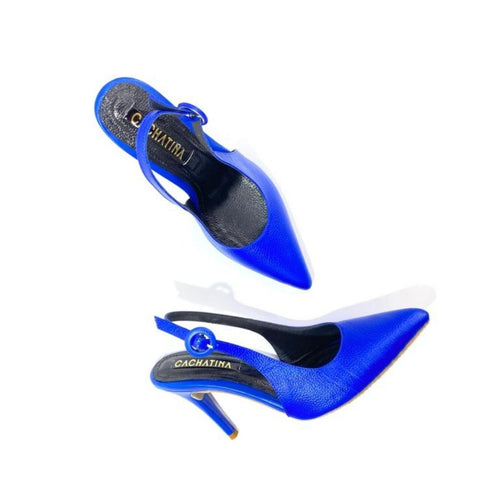 TACÒN - ADEL - 8.5 - CUERO AZUL PRINCESA - CALZADO CACHATINA