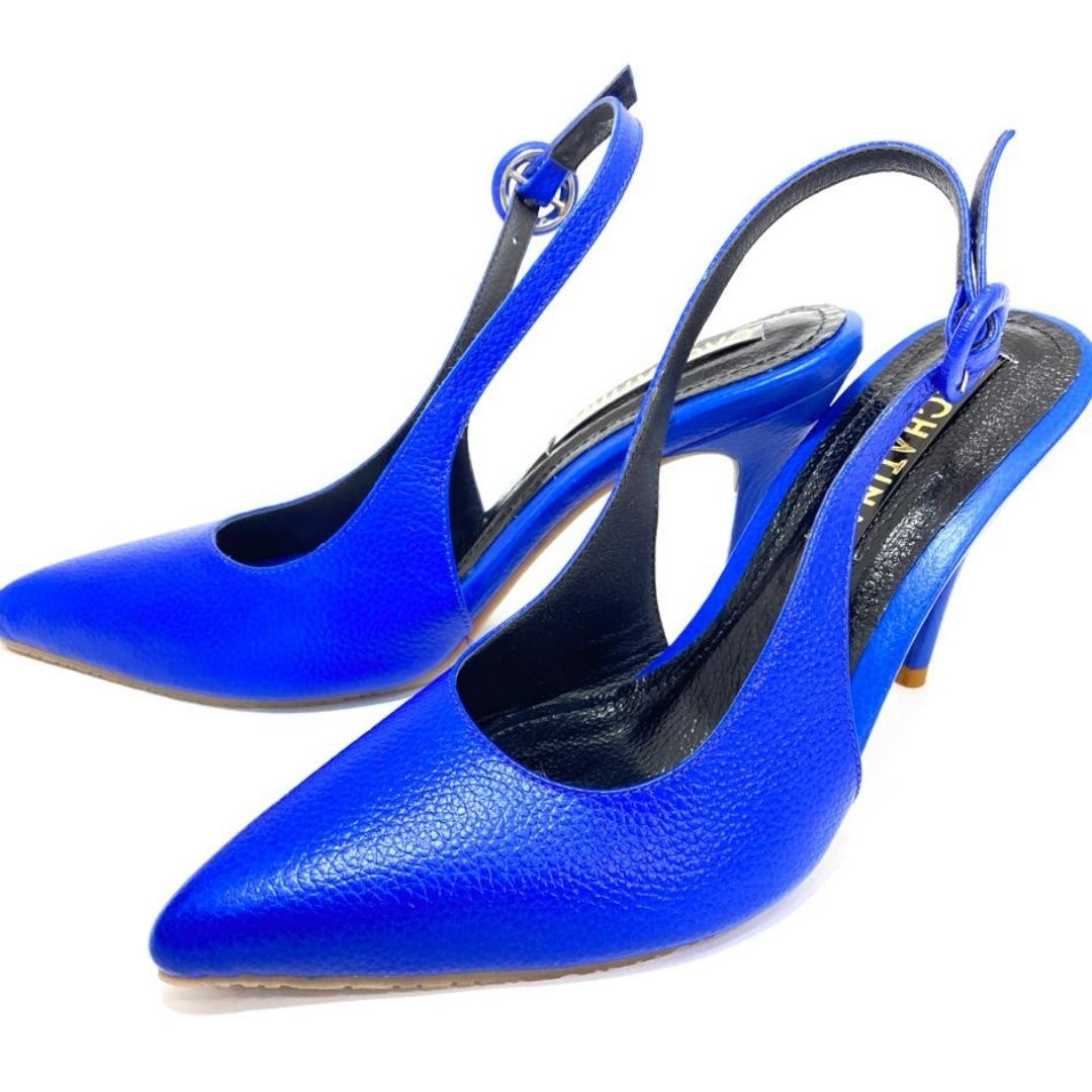 TACÒN - ADEL - 8.5 - CUERO AZUL PRINCESA - CALZADO CACHATINA
