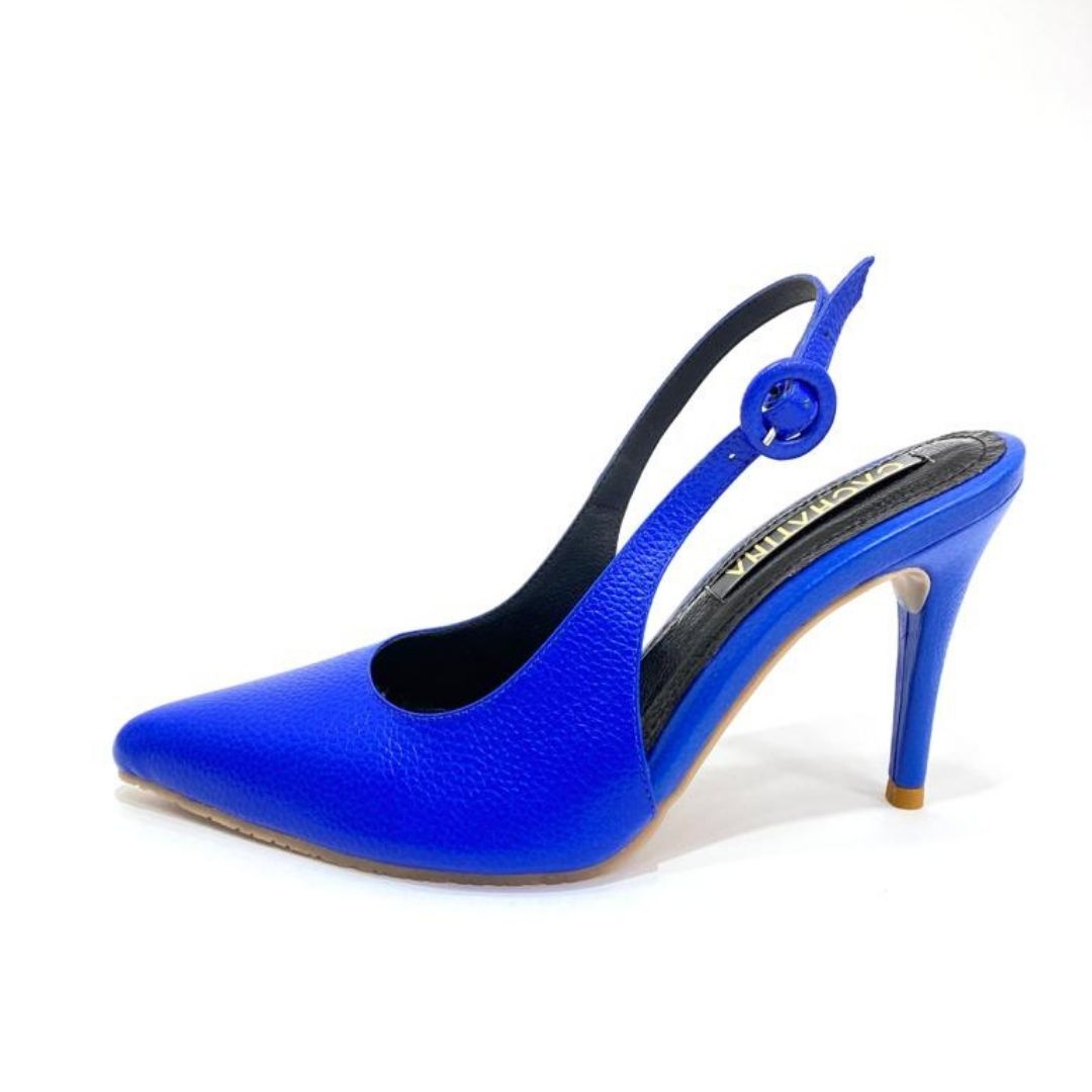 TACÒN - ADEL - 8.5 - CUERO AZUL PRINCESA - CALZADO CACHATINA